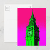 Pop Art Big Ben London Travel Pink Green Briefkaart (Voorkant / Achterkant)