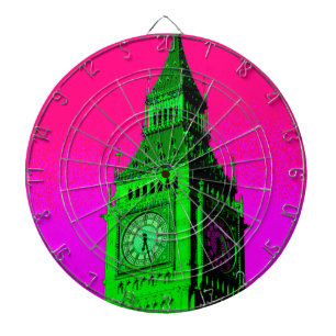Pop Art Big Ben London Travel Pink Green Dartbord