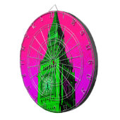 Pop Art Big Ben London Travel Pink Green Dartbord (Voorkant Rechts)