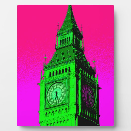 Pop Art Big Ben London Travel Pink Green Fotoplaat (Voorkant)