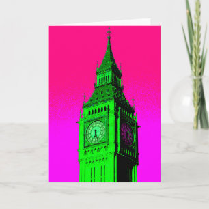 Pop Art Big Ben London Travel Pink Green Kaart