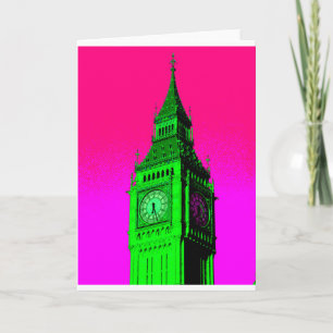 Pop Art Big Ben London Travel Pink Green Kaart