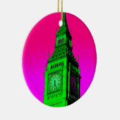 Pop Art Big Ben London Travel Pink Green Keramisch Ornament (Rechts)