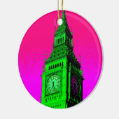 Pop Art Big Ben London Travel Pink Green Keramisch Ornament (Links)
