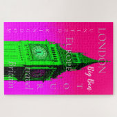 Pop Art Big Ben London Travel Pink Green Legpuzzel (Horizontaal)