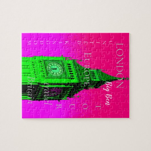 Pop Art Big Ben London Travel Pink Green Legpuzzel (Horizontaal)