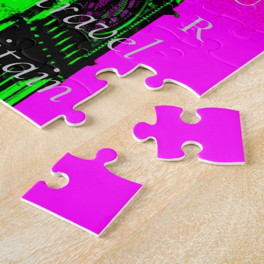 Pop Art Big Ben London Travel Pink Green Legpuzzel (Zijkant)