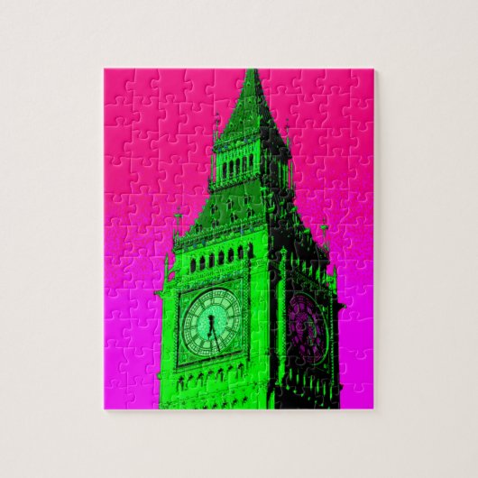 Pop Art Big Ben London Travel Pink Green Legpuzzel (Verticaal)