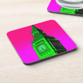 Pop Art Big Ben London Travel Pink Green Onderzetter (Linkerzijde)
