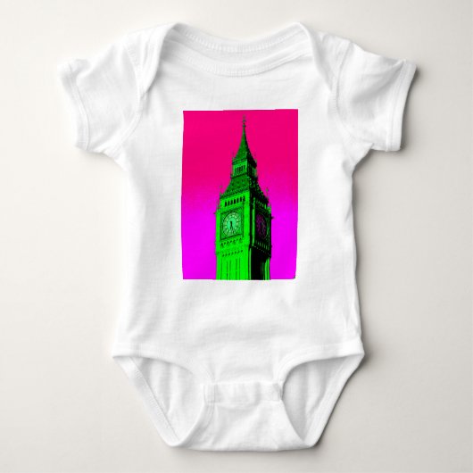 Pop Art Big Ben London Travel Pink Green Romper (Voorkant)