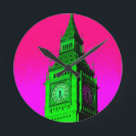 Pop Art Big Ben London Travel Pink Green Ronde Klok<br><div class="desc">London Travel Photography - London Houses of Parliament & Big Ben Art Photo</div>