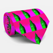 Pop Art Big Ben London Travel Pink Green Stropdas (Opgerold)