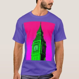 Pop Art Big Ben London Travel Pink Green T-shirt