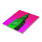 Pop Art Big Ben London Travel Pink Green Tegeltje (Zijkant)