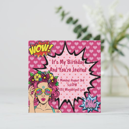 Pop Art Birthday Feestdagenkaart (Staand voorkant)