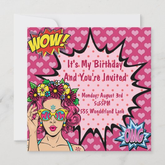 Pop Art Birthday Feestdagenkaart (Voorkant)