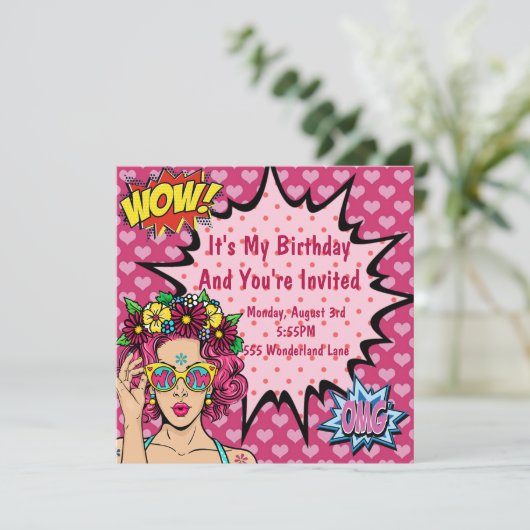 Pop Art Birthday Kaart (Staand voorkant)