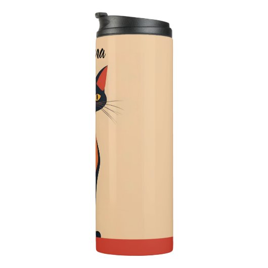 Pop Art Black Cat Thermosbeker (Geroteerd rechts)