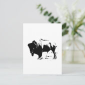 Pop Art Black en White Buffalo Silhouette Briefkaart (Staand voorkant)