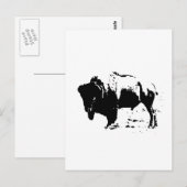Pop Art Black en White Buffalo Silhouette Briefkaart (Voorkant / Achterkant)