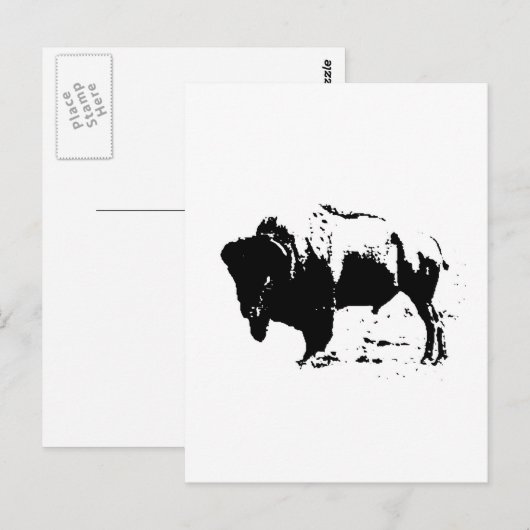 Pop Art Black en White Buffalo Silhouette Briefkaart (Voorkant / Achterkant)