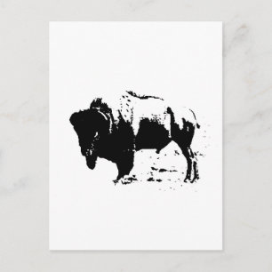 Pop Art Black en White Buffalo Silhouette Briefkaart