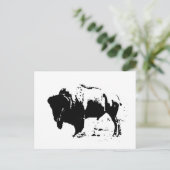 Pop Art Black en White Buffalo Silhouette Briefkaart (Staand voorkant)