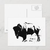 Pop Art Black en White Buffalo Silhouette Briefkaart (Voorkant / Achterkant)