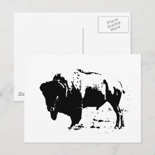 Pop Art Black en White Buffalo Silhouette Briefkaart (Voorkant / Achterkant)