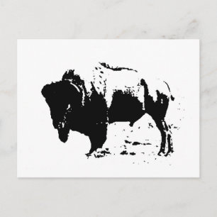 Pop Art Black en White Buffalo Silhouette Briefkaart