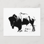 Pop Art Black en White Buffalo Silhouette Briefkaart (Voorkant)