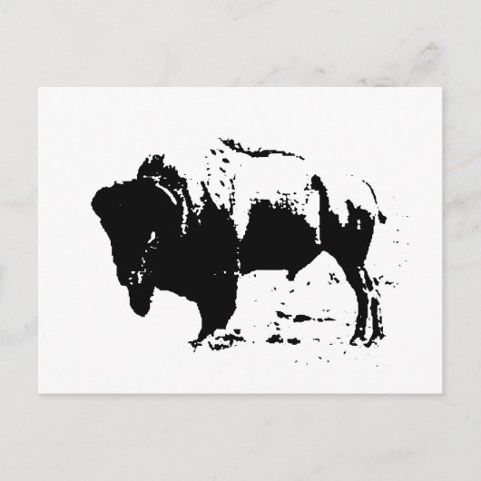 Pop Art Black en White Buffalo Silhouette Briefkaart (Voorkant)