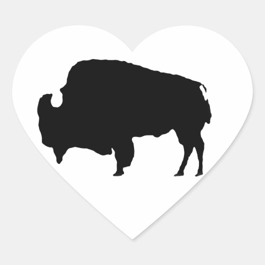 Pop Art Black en White Buffalo Silhouette Hart Sticker (Voorkant)