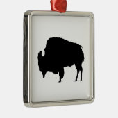 Pop Art Black en White Buffalo Silhouette Metalen Ornament (Rechts)