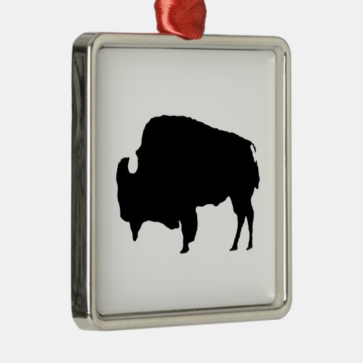 Pop Art Black en White Buffalo Silhouette Metalen Ornament (Rechts)