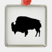 Pop Art Black en White Buffalo Silhouette Metalen Ornament (Voorkant)