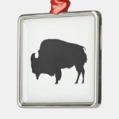 Pop Art Black en White Buffalo Silhouette Metalen Ornament (Links)