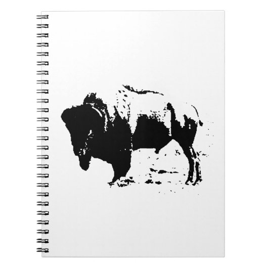 Pop Art Black en White Buffalo Silhouette Notitieboek (Voorkant)