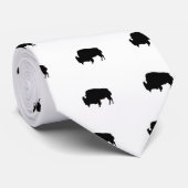 Pop Art Black en White Buffalo Silhouette Stropdas (Opgerold)