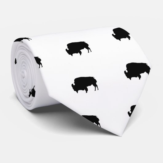 Pop Art Black en White Buffalo Silhouette Stropdas (Opgerold)