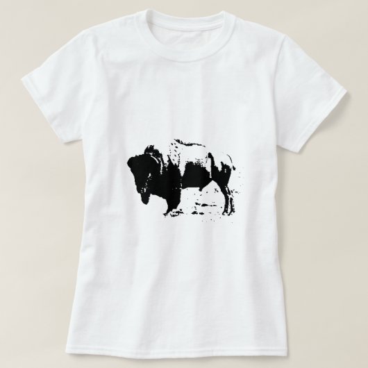 Pop Art Black en White Buffalo Silhouette T-shirt (Design voorkant)