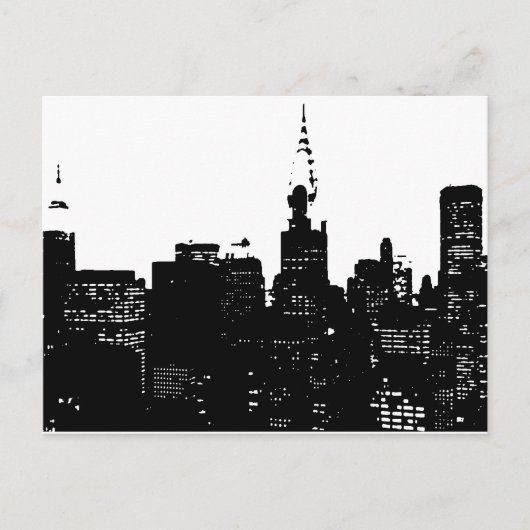Pop Art Black en White New York Briefkaart (Voorkant)