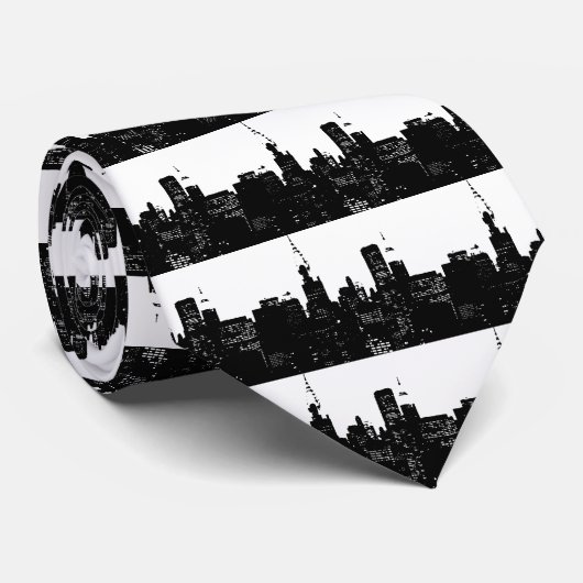 Pop Art Black en White New York Stropdas (Opgerold)