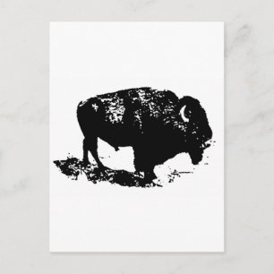 Pop Art Black White Buffalo Bison Silhouette Briefkaart