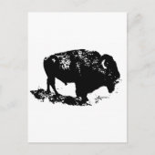 Pop Art Black White Buffalo Bison Silhouette Briefkaart (Voorkant)