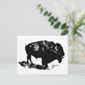 Pop Art Black White Buffalo Bison Silhouette Briefkaart (Staand voorkant)