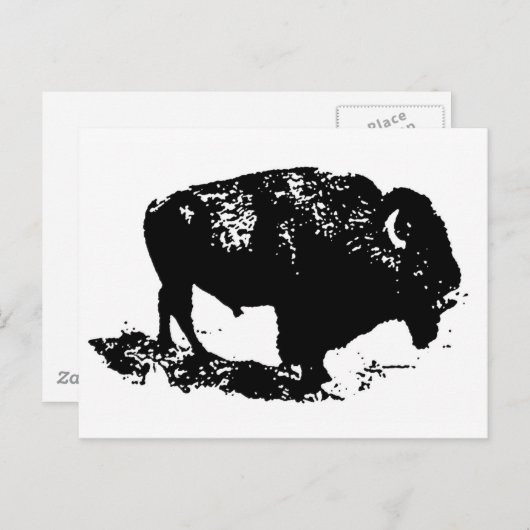 Pop Art Black White Buffalo Bison Silhouette Briefkaart (Voorkant / Achterkant)