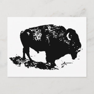 Pop Art Black White Buffalo Bison Silhouette Briefkaart