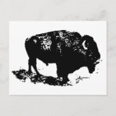 Pop Art Black White Buffalo Bison Silhouette Briefkaart (Voorkant)