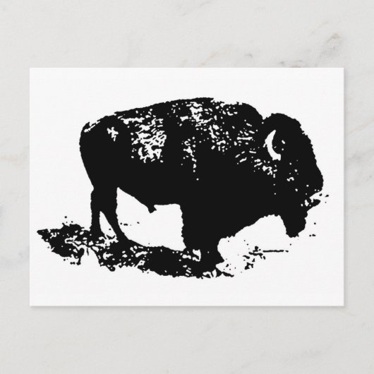 Pop Art Black White Buffalo Bison Silhouette Briefkaart (Voorkant)